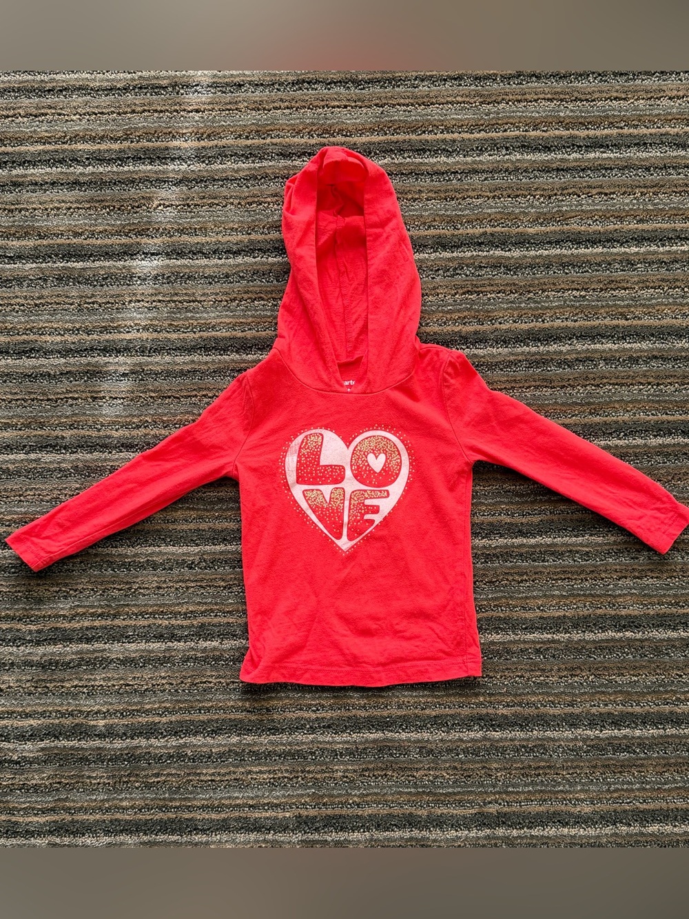 Carter's Red Girls' Hooded Long-Sleeve Top with Heart LOVE Graphic